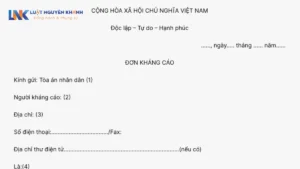 Mẫu đơn kháng cáo ly hôn mới nhất hiện nay