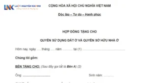 Mẫu giấy cho tặng đất chưa có sổ đỏ mới nhất