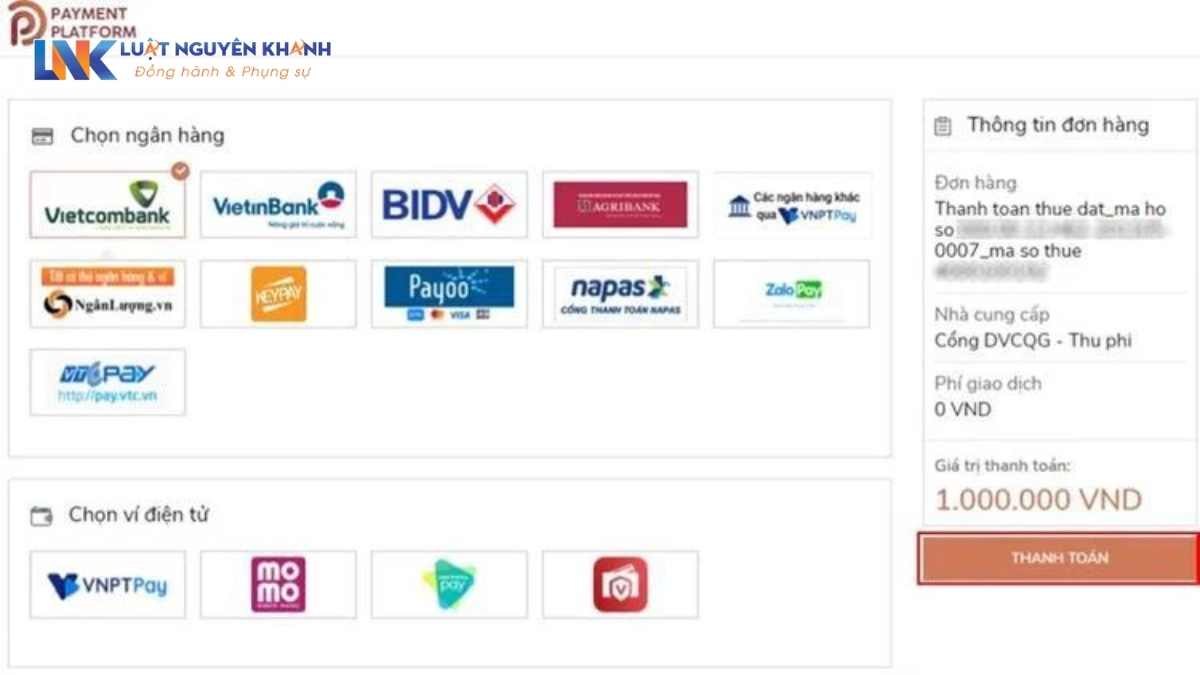 Nộp thuế đất online